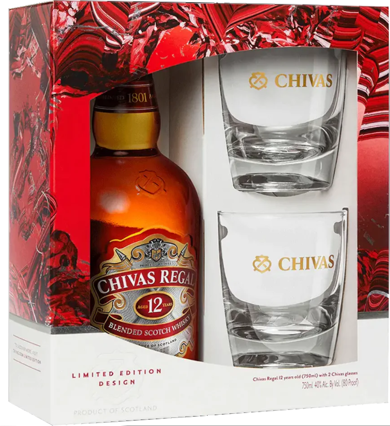 Chivas Regal 12 Year Scotch Gift Set w/ 2 Glasses - BottleBuys