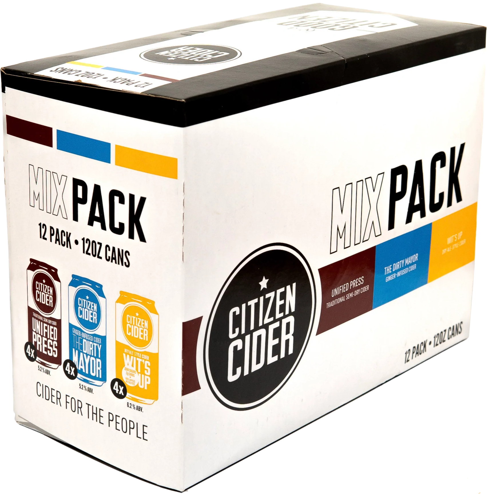 Citizen Cider Mix Pack (4) Unified Press, (4) The Dirty Mayor and (4) Wit's  Up 12 oz - BottleBuys